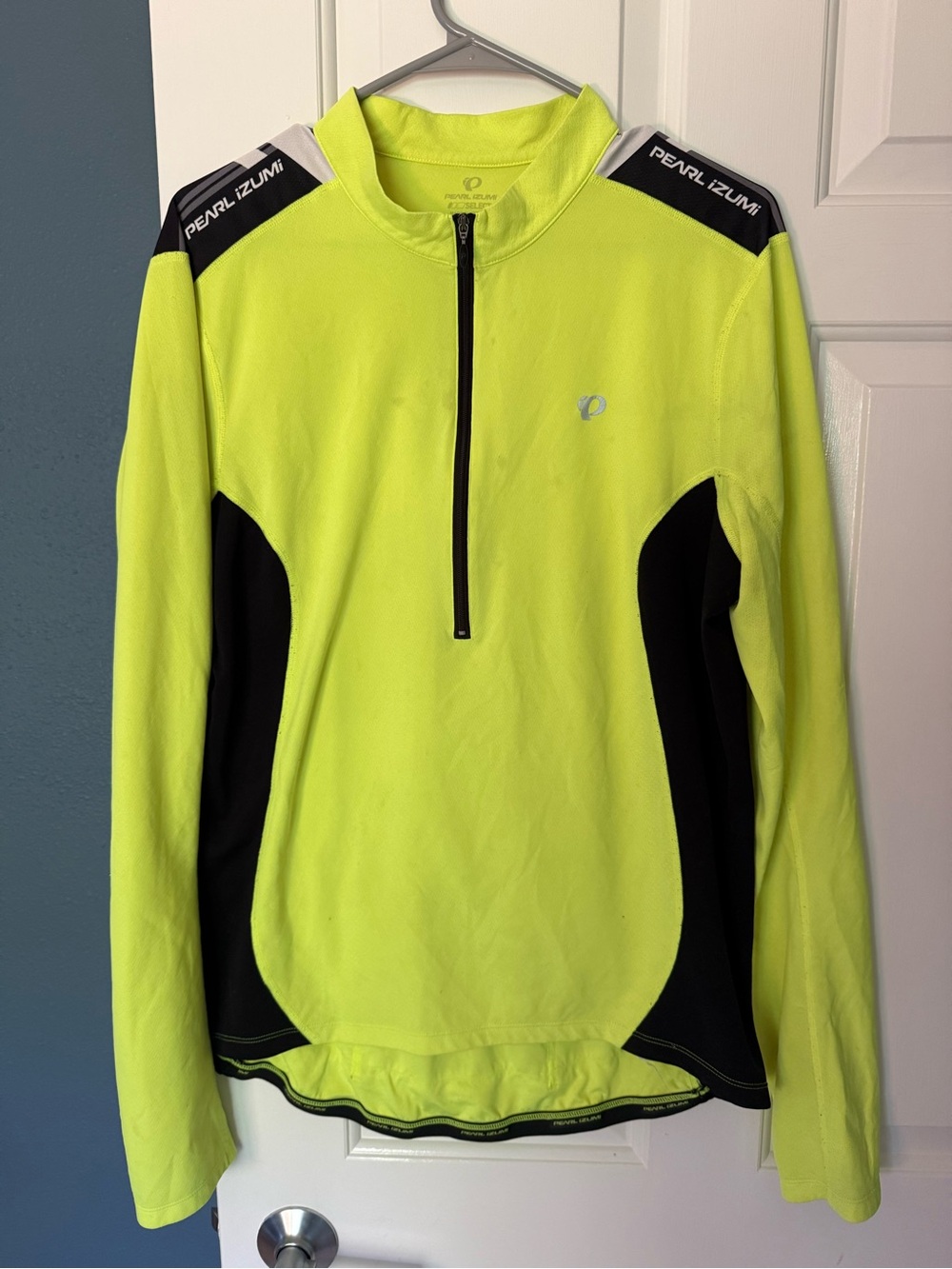 Pearl Izumi Men’s Neon Yellow and Black Half-Zip Cycling Sweater